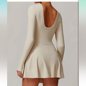 Elegant Cream Long Sleeve Dress